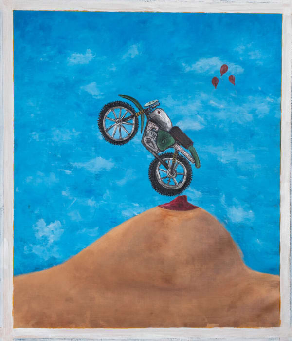 Kubilay Mert Ural, untitled (a single dirt bike on a breast), 2023