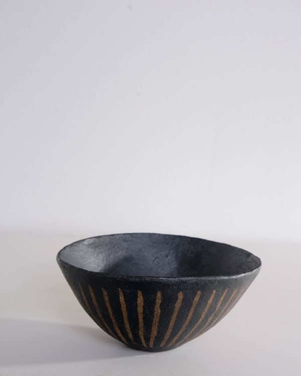 Jane Kite, Decorative Resist Brushwork Bowl (Dark Vertical Stripe)