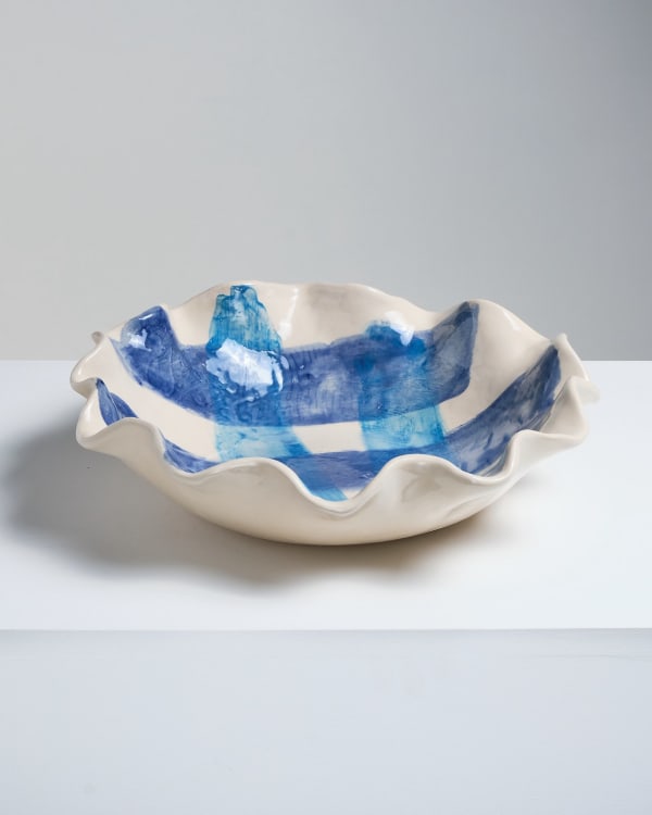 Georgia Loizou - Wavy checkered cobalt bowl