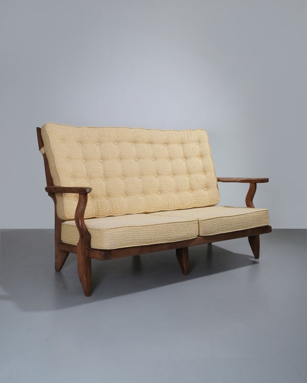 Guillerme et Chambron Sofa c.1960s Oak H90 x W160 x D84 cm