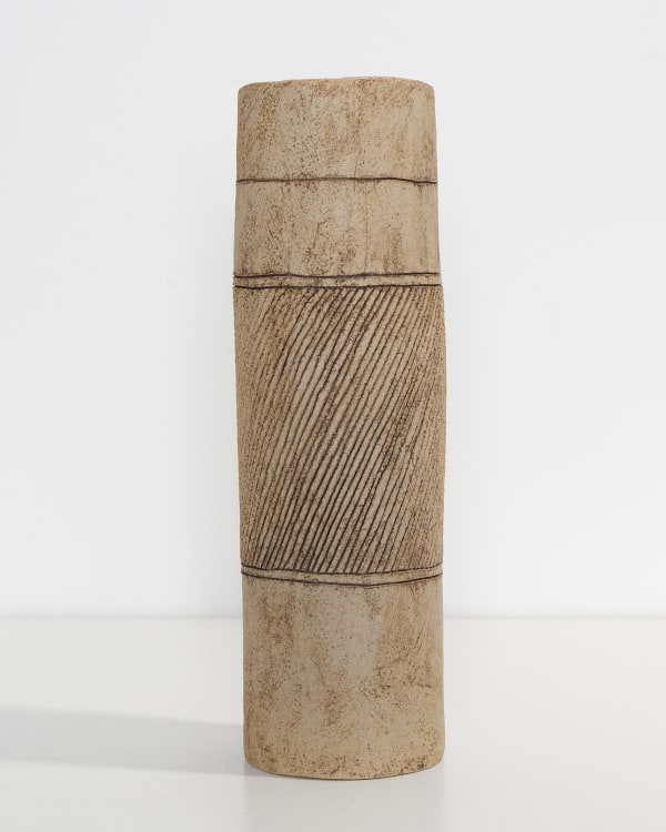 Jane Kite, Tall Vase with Diagonal Sgraffito Detailing