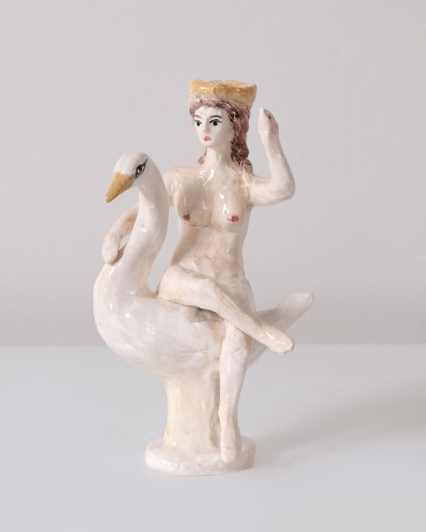 Amata Benedict Leda and the Swan Candlestick Glazed ceramic H16 x W10 x D7 cm