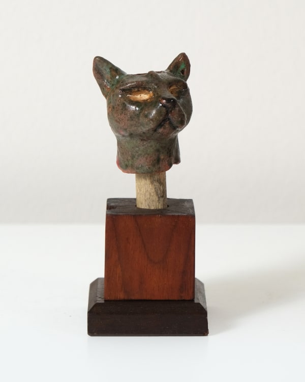 Amata Benedict Miniature Head Candlestick XIII 2025 Glazed ceramic with steel and wood assembly base H12 cm