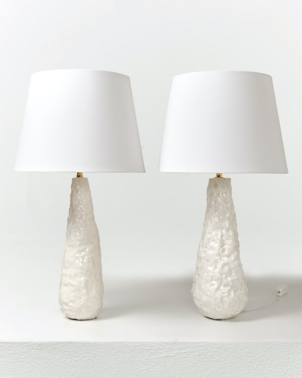 Ditte Blohm Pair of Small Lamps Glazed stoneware and brass H43 x D11 cm