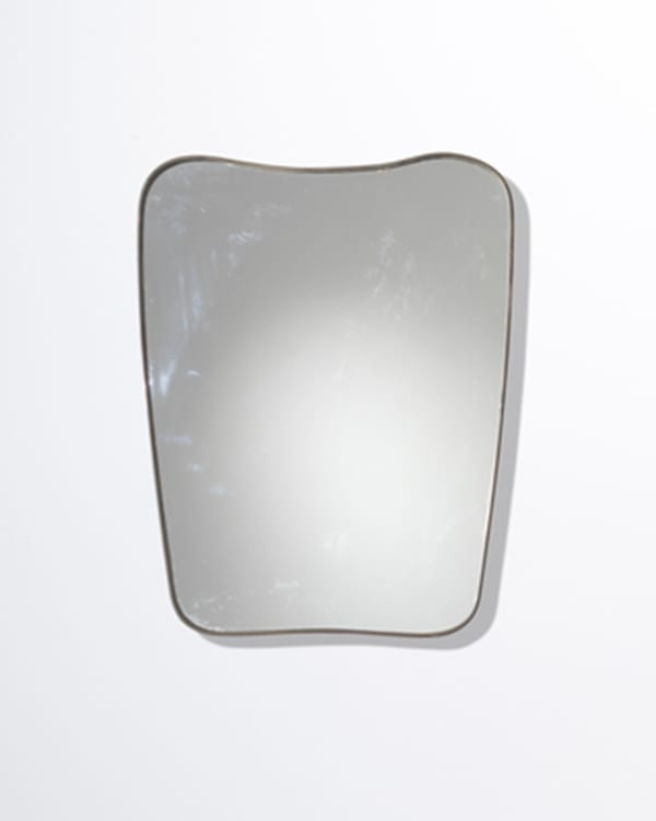 Italian Mirror c.1950s. Brass, wood, mirrored glass H69 x W52 cm