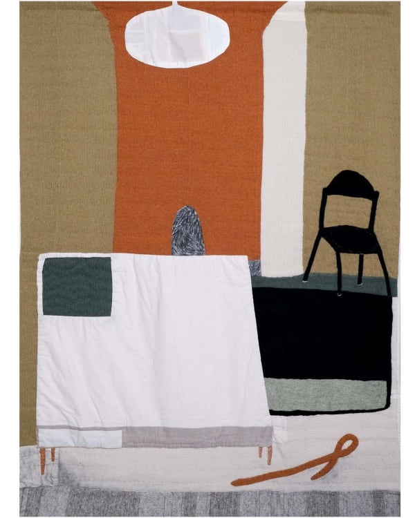 Al Bates, 'Patchwork Oval' Textile Wall Hanging