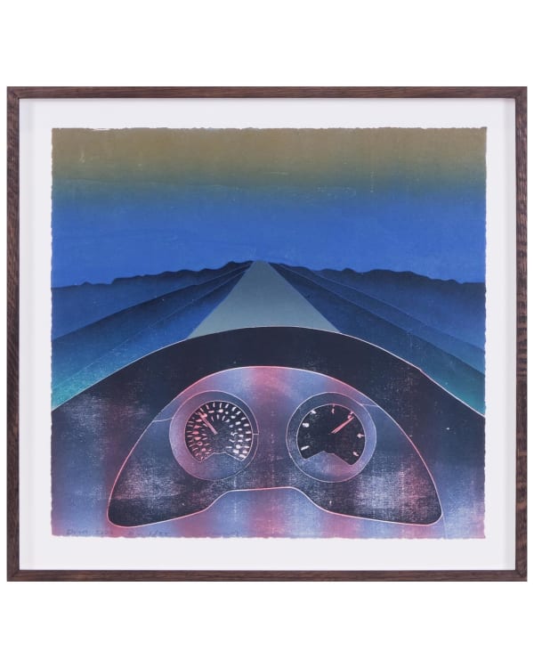 George Young Drive 2022 Woodcut print Edition 1/25 H52 x W55 cm (framed dimensions)