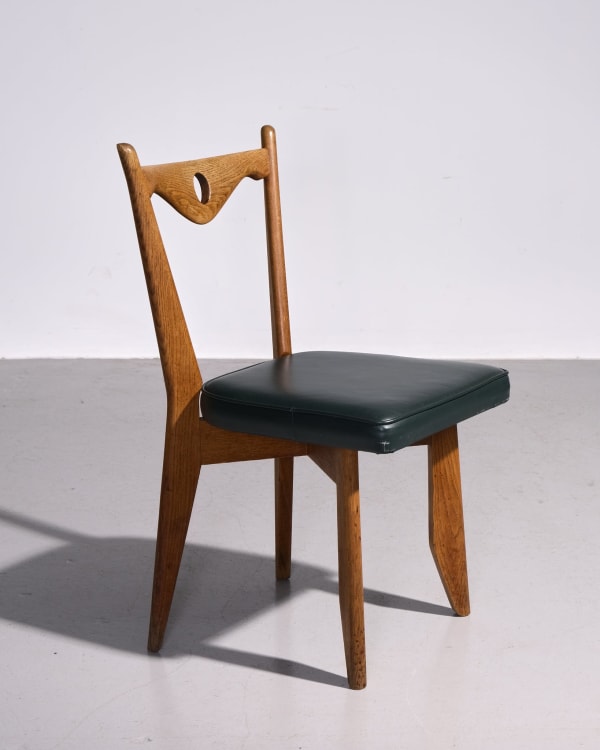 Guillerme et Chambron, Pair of Dining Chairs with circle cut out