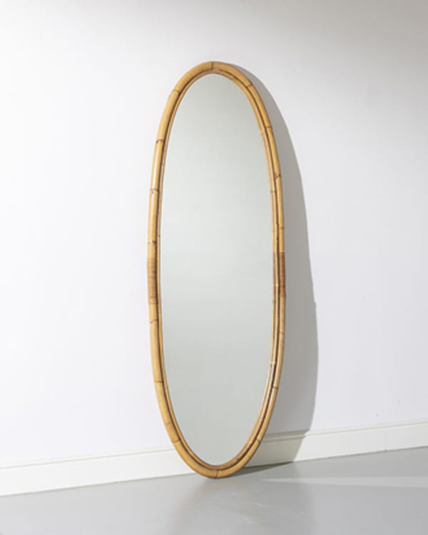 Vivai del Sud Mirror c.1970s India cane and mirrored crystal glass H171 x D66 cm