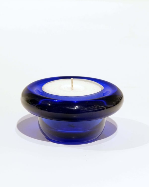 Nedre Foss, Sirkel Glass Tealight Holder in Cobalt Blue