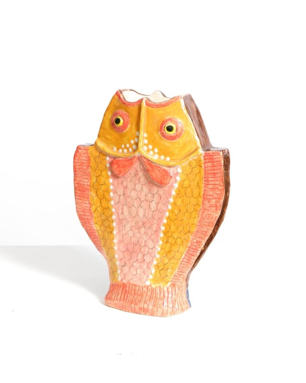 Prue Piper, Pink flattened mantelpiece vase