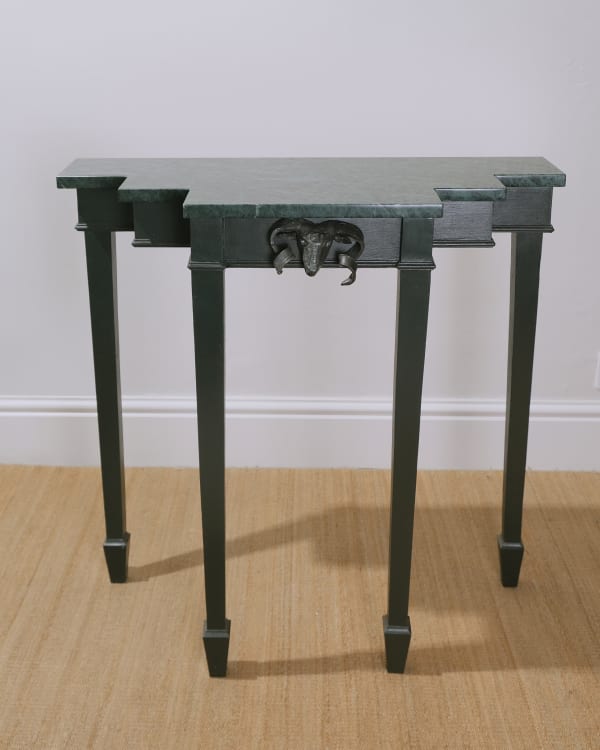 Amata Benedict Ram Console Table Marble and hardwood with bronze detailing H82 x W82 x D39 cm