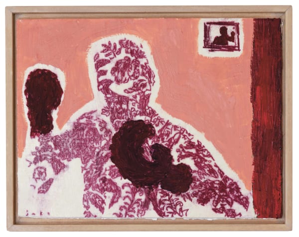Jake Garfield The Boxer Oil, oil stick and monotype on panel Unique H12 x W15 cm (framed artwork)