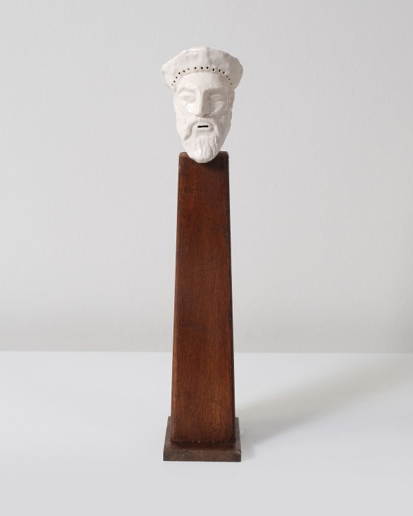 Amata Benedict Miniature Head Candlestick V 2025 Glazed ceramic with steel and wood assembly base H26 cm