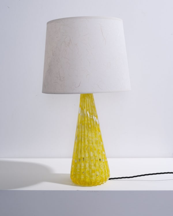 Archimede Seguso, Yellow Bullicante Glass Lamp