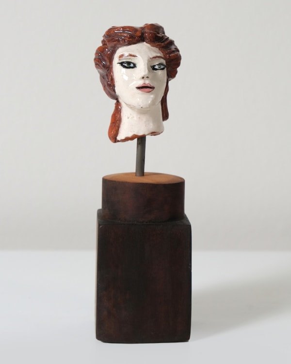 Amata Benedict Miniature Head Candlestick XIV 2025 Glazed ceramic with steel and wood assembly base H17 cm