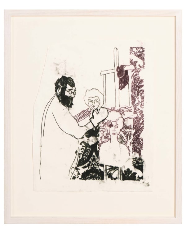 Jake Garfield Man Painting A Painting 2022 Monotype on Japanese paper Unique H41 x W34cm (framed artwork)
