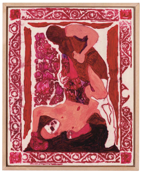 Jake Garfield Man Being Dominated Oil and monotype on paper Unique H24 x W19 cm (framed artwork)