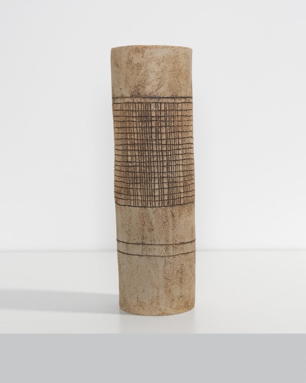 Jane Kite, Tall Vase with Crosshatch Sgraffito Detailing