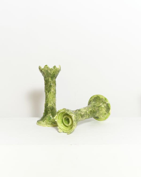 Prue Piper, Pair of Oak Leaf Candlesticks