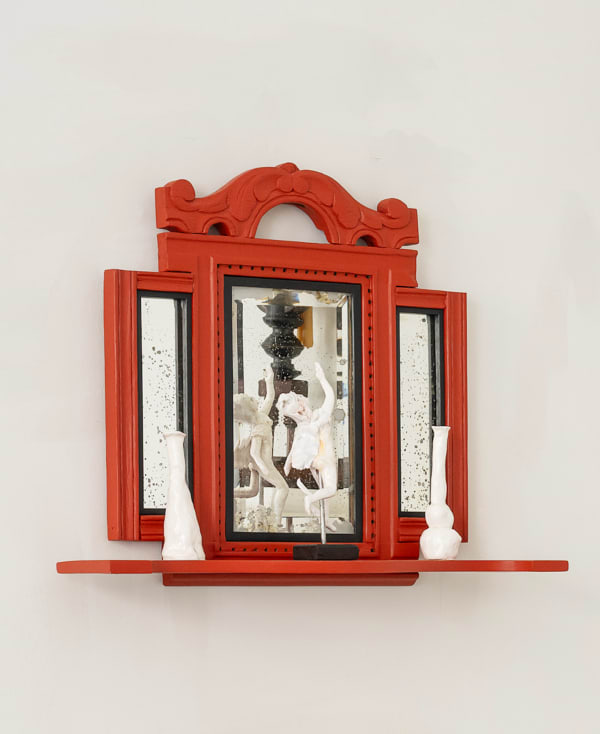 Amata Benedict Know Thyself Mirror 2025 Wood assemblage with antique mirror H42 x W53 x D13 cm