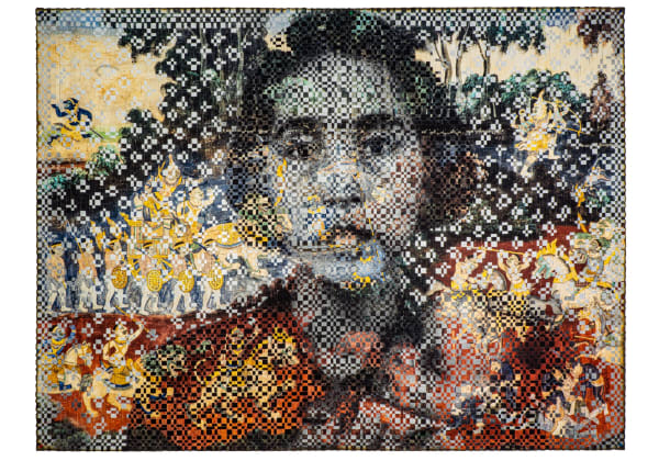 Cambodia Reamker #30, 2022 Epson inkjet print on Epson double weight matte paper, acid free double sided tape and PH-neutral linen book tape 65 x 86.5"