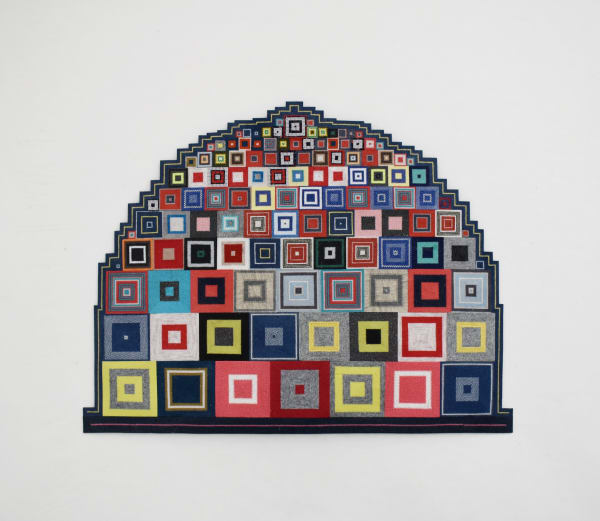 Complex Dome l, 2020 reclaimed textiles on translucent paper 24 x 27" paper 26.25 x 29.5" framed