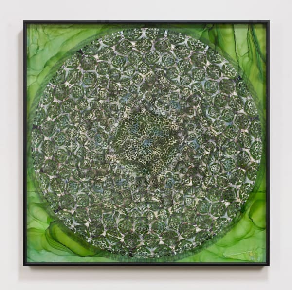 Hajj, Mecca, 2022 archival photographs, ink and Durlar 56 x 56"