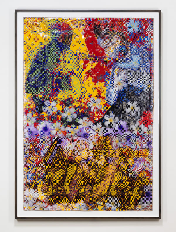 Untitled (Villagers), 2007 c-print & linen tape 71 x 47.25" image 80.5 x 57.25" framed