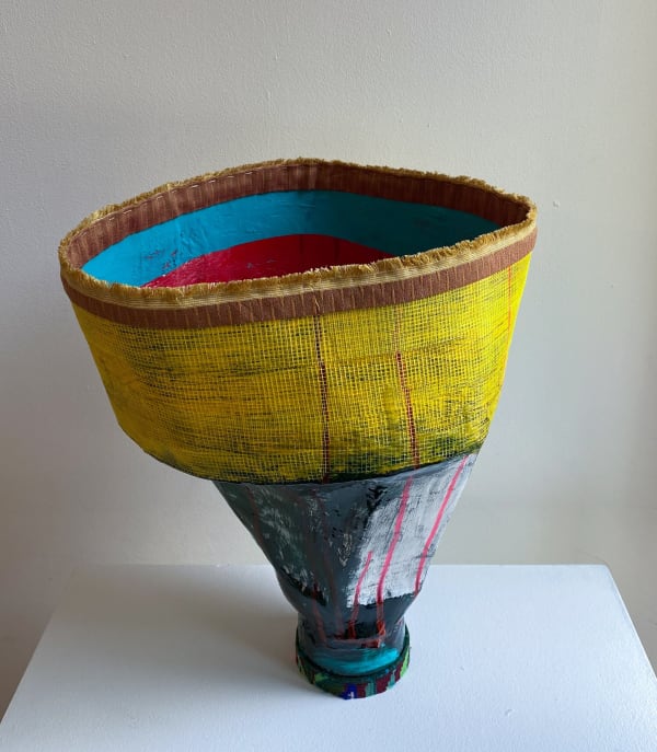 Imperfect Vessel No. 3, 2020 papier-mache, acrylic, fabric and concrete 19 x 14 x 12"