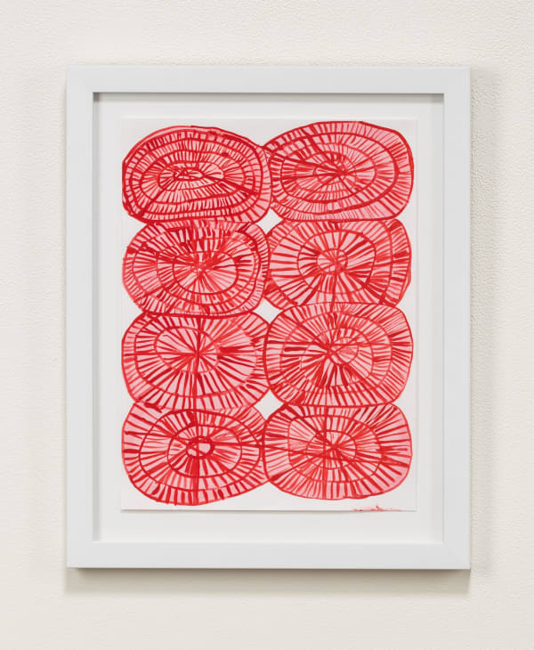 pink, radial, 2022 gouache on paper 12 x 9" paper 15 x 12" framed