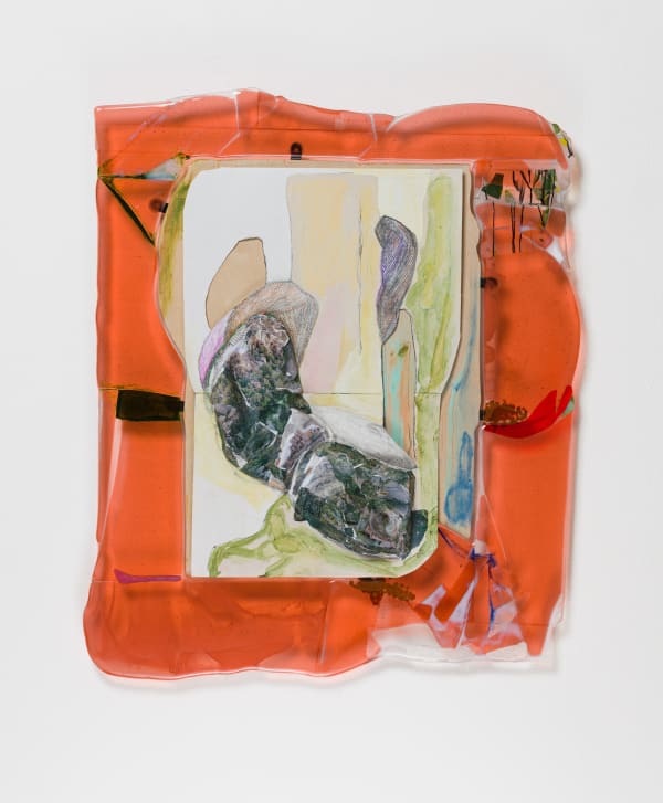 Texas Canyon, 2022 glass & collage 28.5 x 24 x 3"