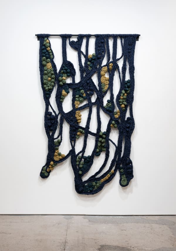 Tributary, 2024 braided fabric tapestry 79 x 48"