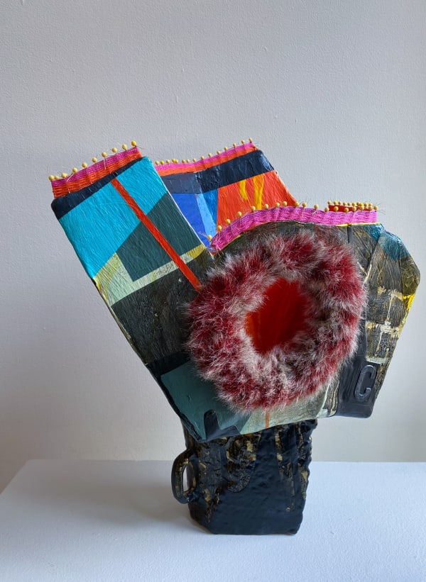 Imperfect Vessel No. 5, 2020 papier-mache, concrete, acrylic and faux fur 17.25 x 15 x 10"