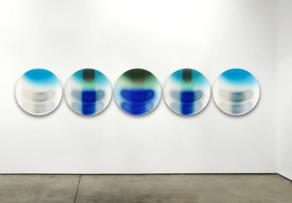 SunTest #7 (5 Samples), 2019 time-based image capture; dye sublimation on aluminum 24" diameter each (x5)