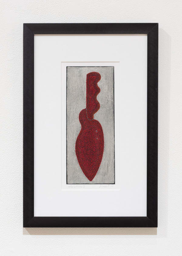 Inhalations V, 2007 gesso, gouache and metal leaf on museum board 9.25 x 4" image 17 x 11" framed