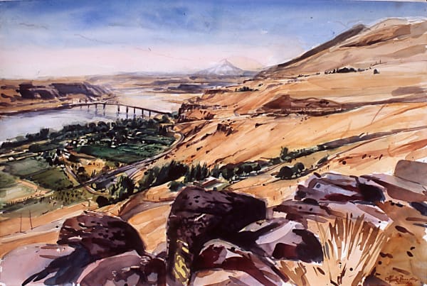 Henk Pander Columbia Gorge at Stonehenge, 2006 watercolor 40 x 60" paper 45.5 x 64.5" framed