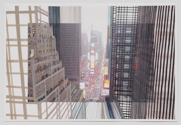 Neither There nor Here 16, 2020 gouache and ink on inkjet print on paper 13 x 19"