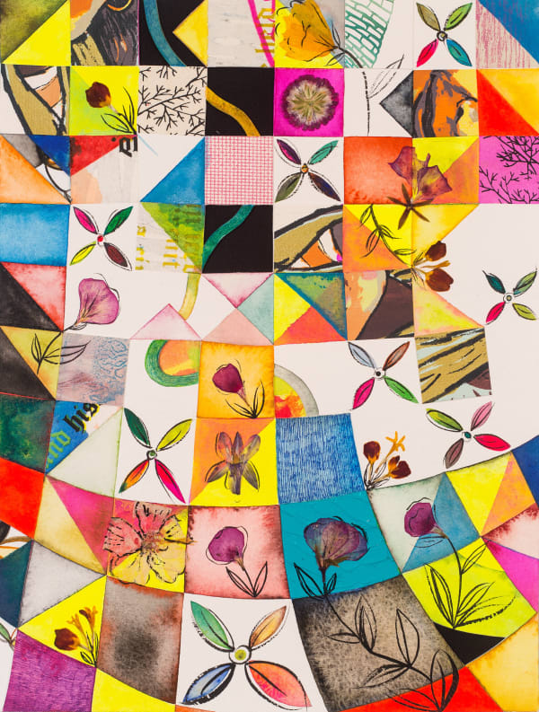 Meditation No. 17, 2018-2020 collage, watercolor and acrylic on paper 12.5 x 9.5"