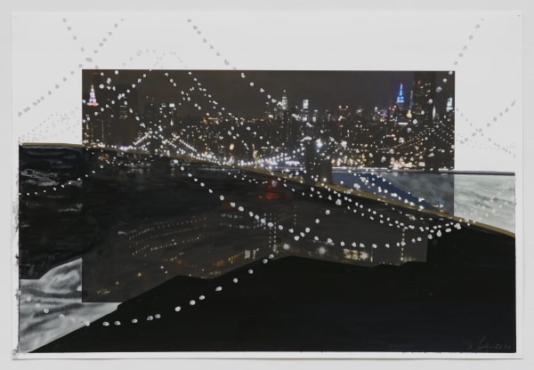 Neither There nor Here 20, 2020 gouache and ink on inkjet print on paper 13 x 19"