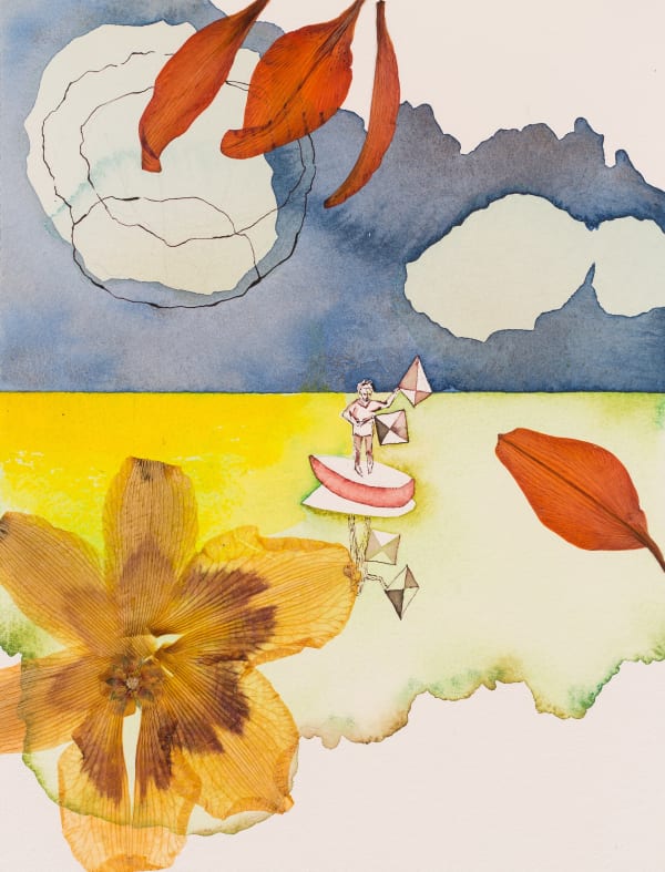 Meditation No. 21, 2018-2020 collage, watercolor and acrylic on paper 12.5 x 9.5"