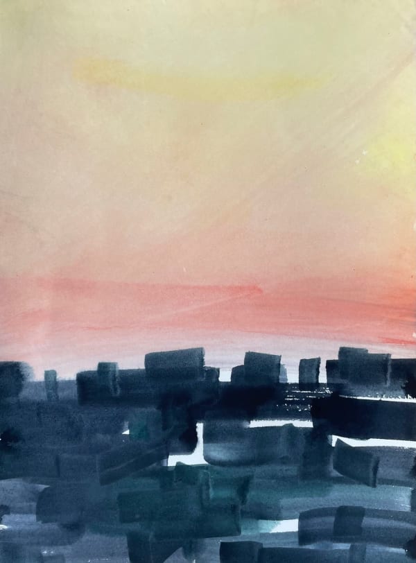 Wall, 2021 watercolor on paper 12.25 x 9" paper 20.75 x 16.75" framed