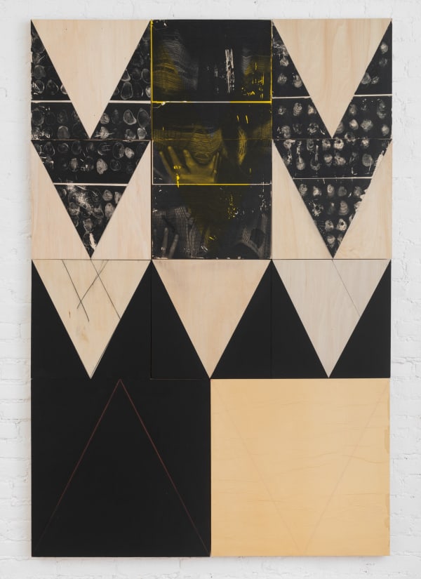 oh but the key note (ROSES), 2024 acrylic, graphite, Xerox transfer on panel board 72 x 48"