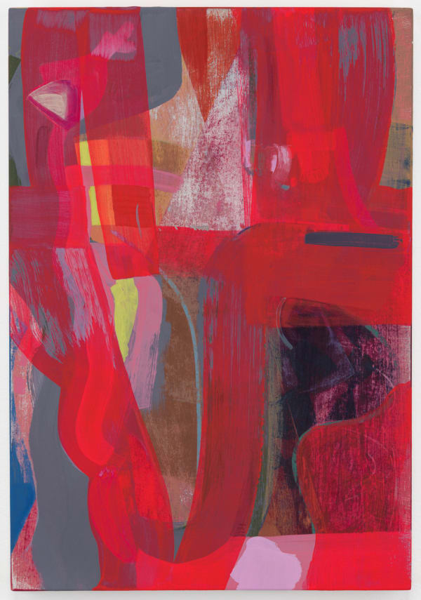 Saturday Painting #4 (flame), 2023 Flashe and milk paint on panel 13 x 9" panel 14.25 x 10.25" framed