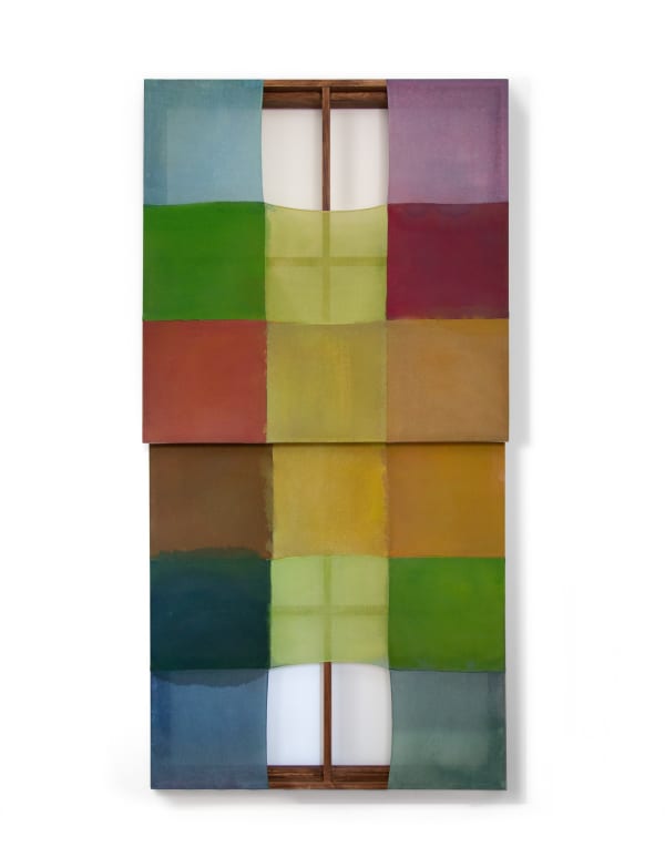 Autumn Light, 2021 acrylic on sewn Kwangmok (Korean muslin), cheesecloth and wooden frame 73 x 36.5"