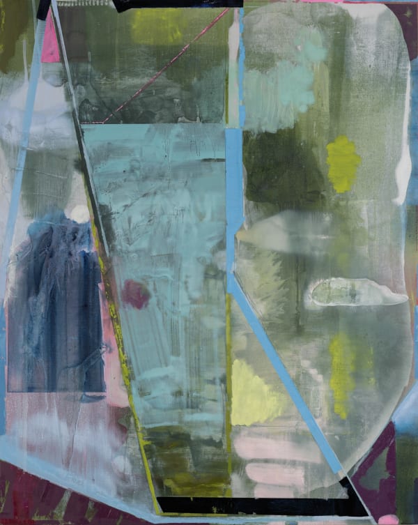 This is Just, Which, (siren), 2024 oil, acrylic, plaster, chalk on linen on panel 50 x 40"