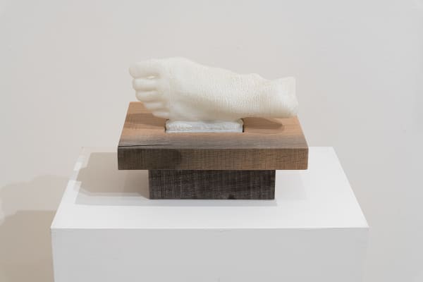 Foot, 2020 kiln cast glass, wood 11.5 x 9 x 4.5" 12.25 x 9 x 9.5" with base