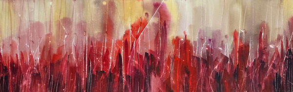 Testify, 2024 watercolor on paper 8.5 x 27.5" paper 17.25 x 35.75" framed