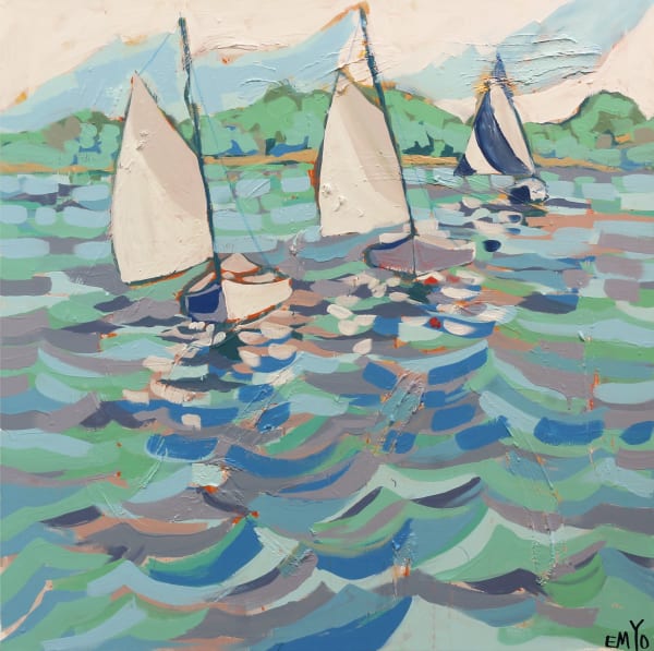 EMYO Safe Harbor Mixed media on canvas 48 x 48 in 121.9 x 121.9 cm