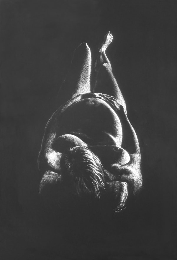 Arnold Skolnick Two Weeks to Go Conte on paper 22 x 30 in 55.9 x 76.2 cm